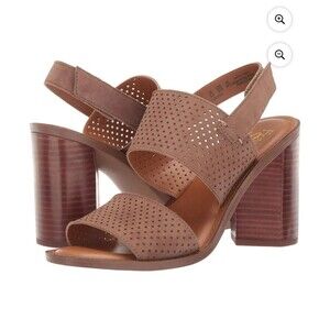 Franco Sarto Women Delores Ankle Suede Block Heels Sandals Shoes Tan Size 9